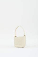 By Far Cream Embossed Leather Miranda Bag