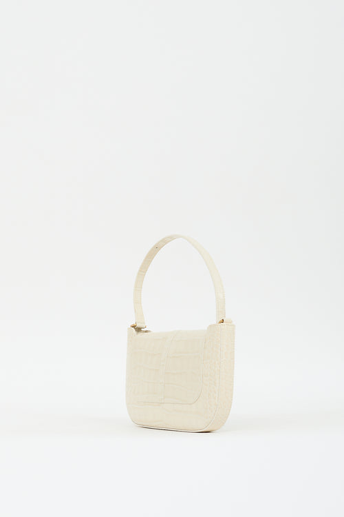 By Far Cream Embossed Leather Miranda Bag