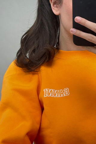 Orange & White Logo Crewneck Sweater