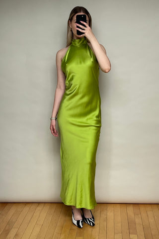 Green Silk Halter Dress