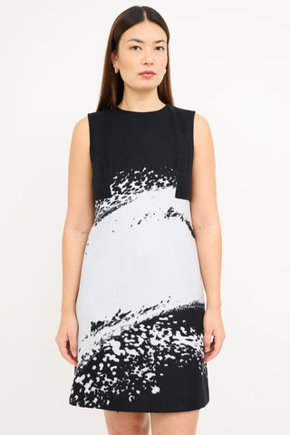 Carolina Herrera Black & Grey Wool Sleeveless Dress