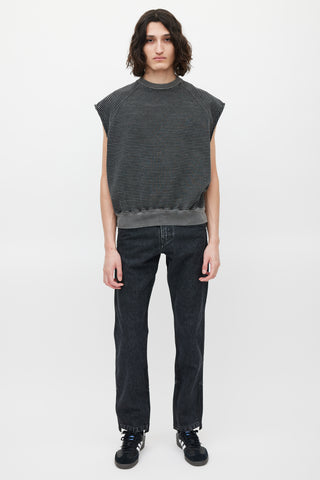 CAV EMPT Black & Grey Striped Sleeveless Sweatshirt