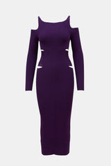 Roberto Cavalli Ribbed Knit Open Shoulder Dress