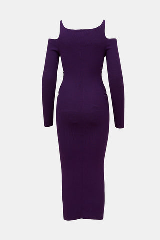 Roberto Cavalli Ribbed Knit Open Shoulder Dress