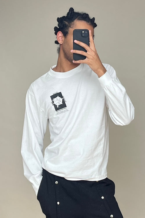 White & Black Graphic Printed Long Sleeve T-Shirt