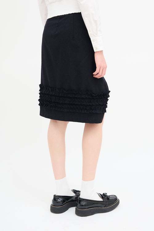 Comme des Garçons Black Wool Wrap Ruffle Skirt