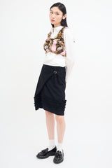 Comme des Garçons Black Wool Wrap Ruffle Skirt