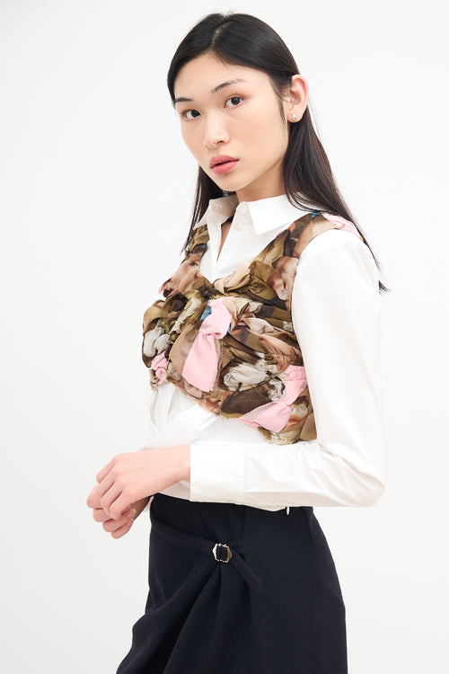 Comme des Garçons SS 2024 Brown & Pink Baroque Top