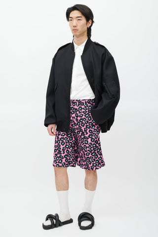 Comme des Garçons Pink & Black Pattern Short