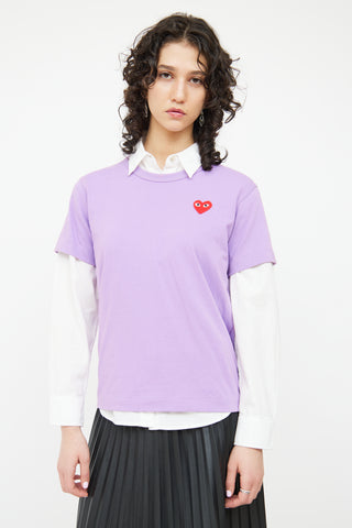Comme des Garçons PLAY Purple & Red Logo T-Shirt