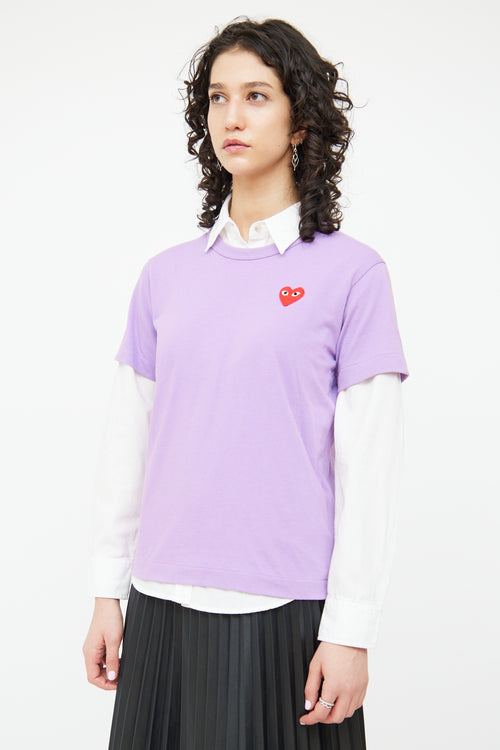Comme des Garçons PLAY Purple & Red Logo T-Shirt