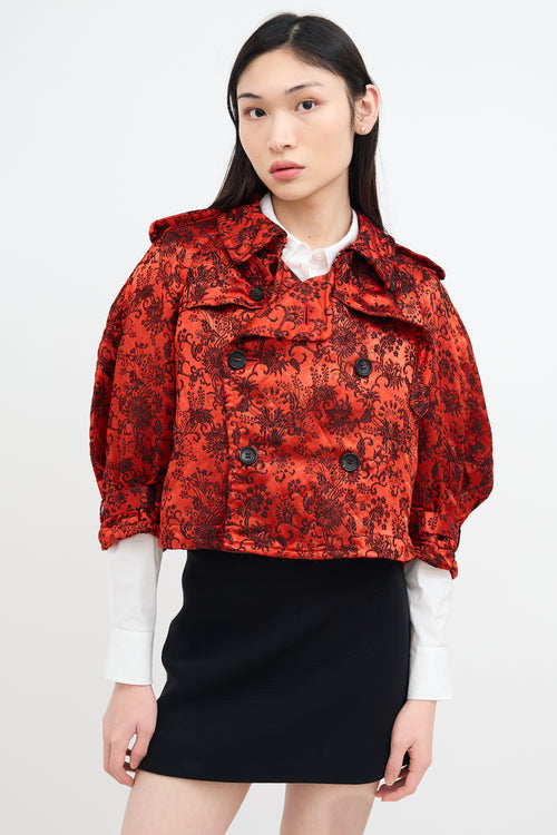 Comme des Garçons Red & Black Satin Jacquard Jacket