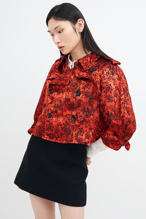 Comme des Garçons Red & Black Satin Jacquard Jacket