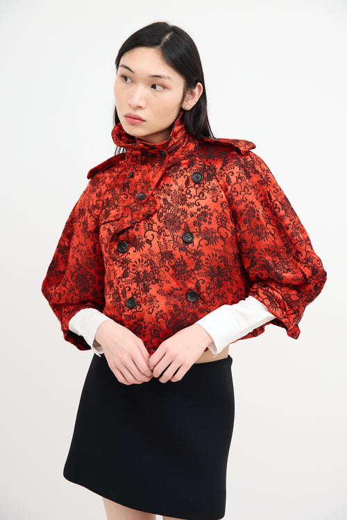 Comme des Garçons Red & Black Satin Jacquard Jacket