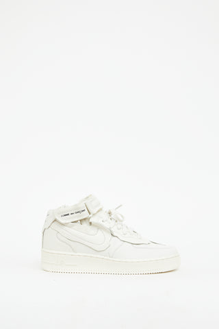 Comme des Garçons x Nike White Leather Air Force 1 Sneaker