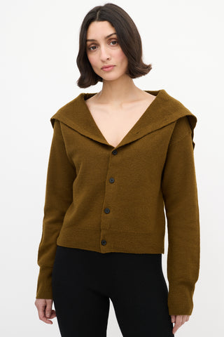 Celine Khaki Brown Wool Sailor Cardigan