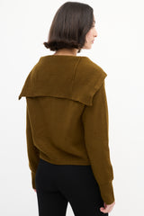 Celine Khaki Brown Wool Sailor Cardigan