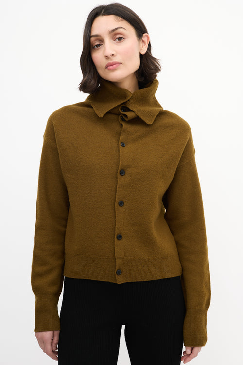 Celine Khaki Brown Wool Sailor Cardigan