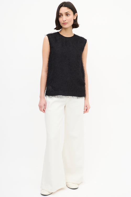 Celine Black Fuzzy Sleeveless Top