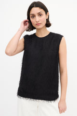Celine Black Fuzzy Sleeveless Top