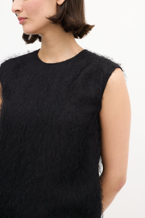 Celine Black Fuzzy Sleeveless Top