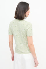 Celine 1990s Green Seashell T-Shirt