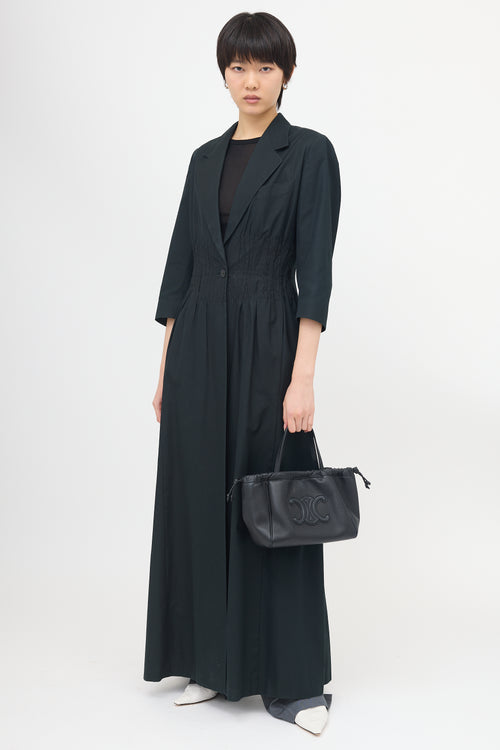 Celine Leather Cabas Triomphe Drawstring Tote Bag