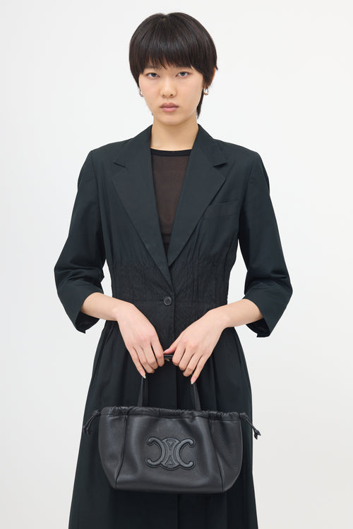 Celine Leather Cabas Triomphe Drawstring Tote Bag