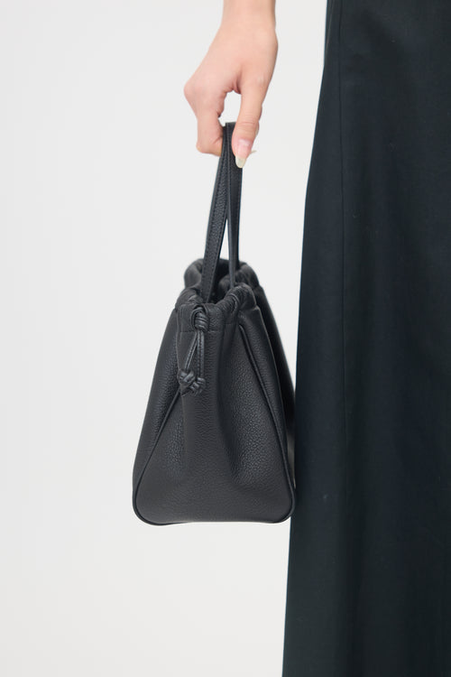 Celine Leather Cabas Triomphe Drawstring Tote Bag