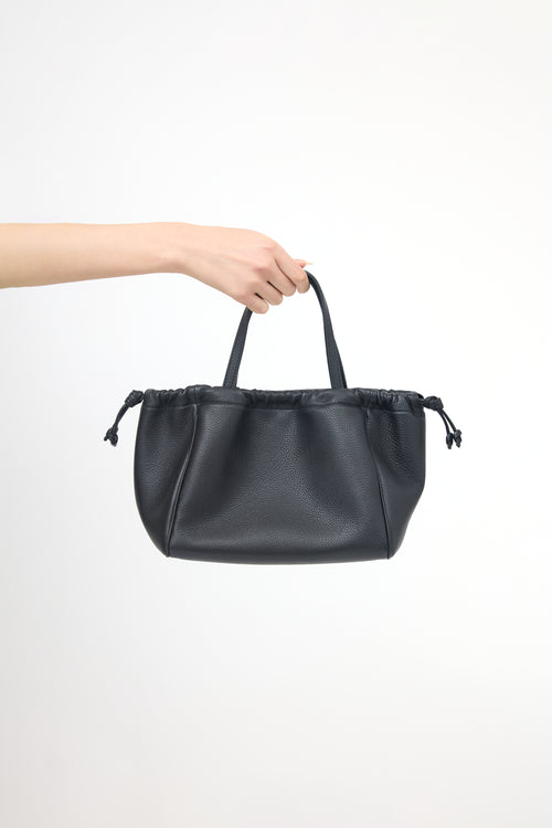 Celine Leather Cabas Triomphe Drawstring Tote Bag