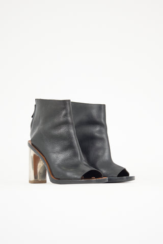 Celine Leather Open Toe Bootie