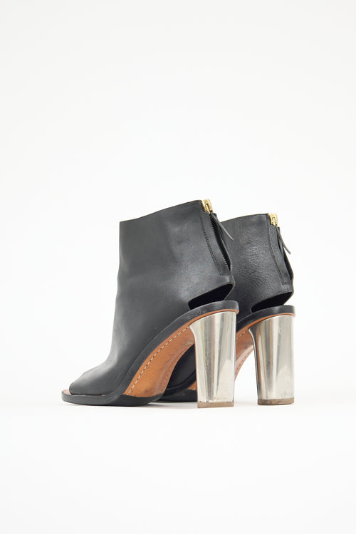 Celine Leather Open Toe Bootie