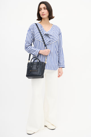 Celine 2012 Navy Leather Micro Luggage Tote Bag
