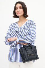 Celine 2012 Navy Leather Micro Luggage Tote Bag