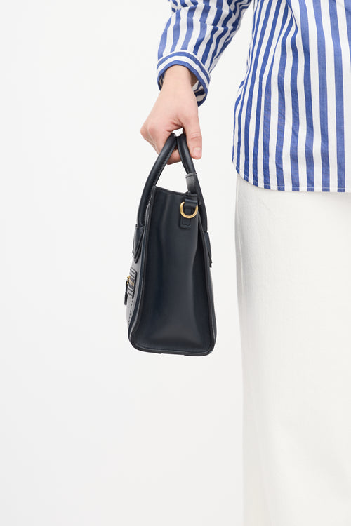 Celine 2012 Navy Leather Micro Luggage Tote Bag