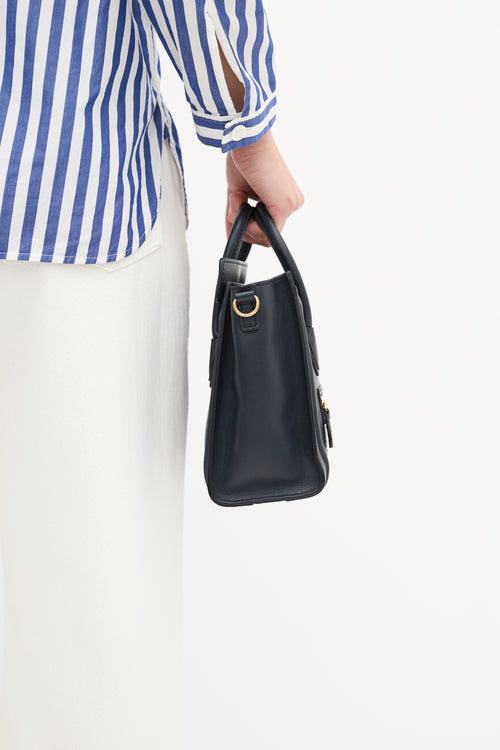 Celine 2012 Navy Leather Micro Luggage Tote Bag