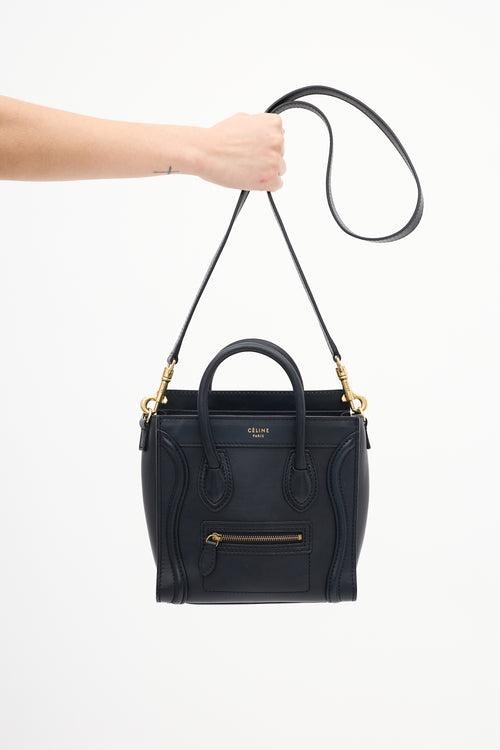 Celine 2012 Navy Leather Micro Luggage Tote Bag