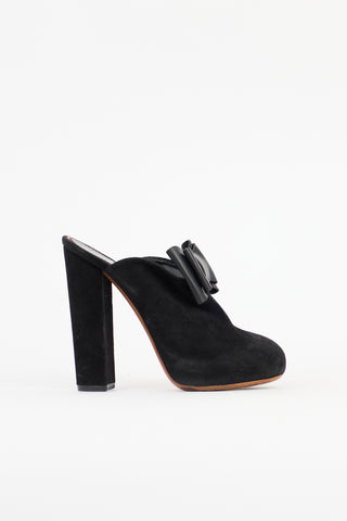 Celine Suede Platform Bow Mule