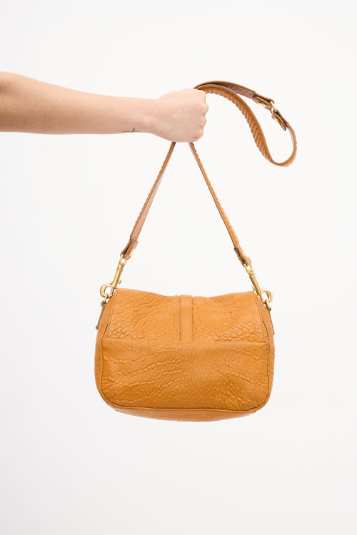 Celine 2011 Orange Leather Flap Shoulder Bag