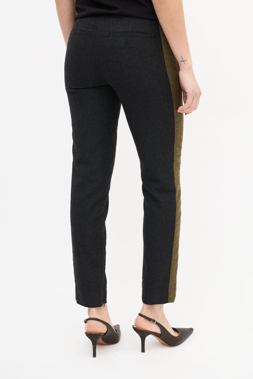 Celine Dark Grey & Green Wool Stripe Trouser