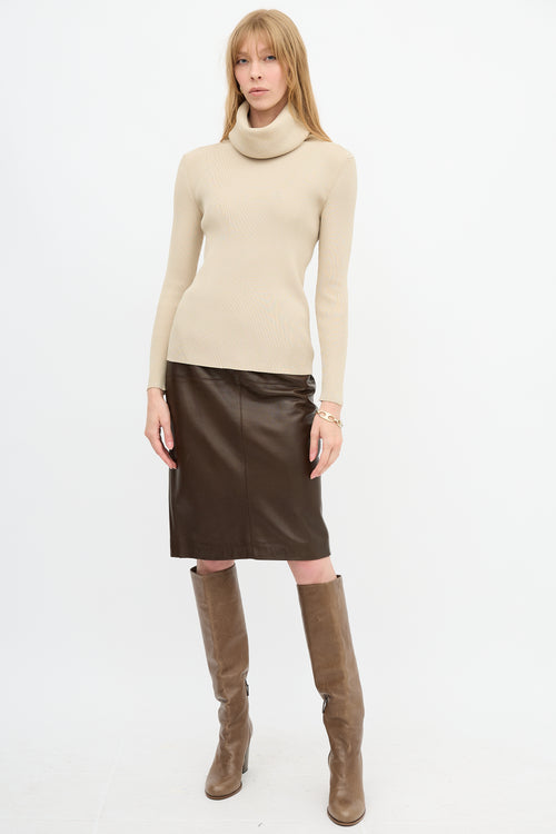 Celine Ribbed Turtleneck Top