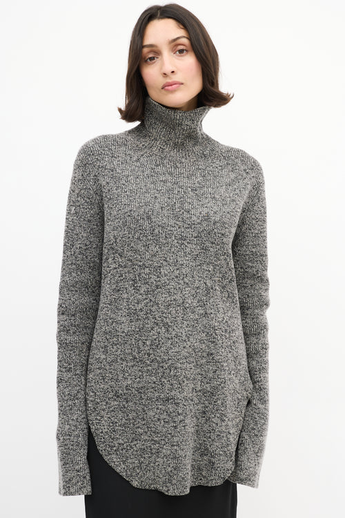 Celine Grey Melange Wool Turtleneck Sweater