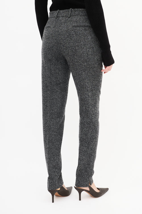 Celine Dark Grey Wool Tweed Tapered Trouser