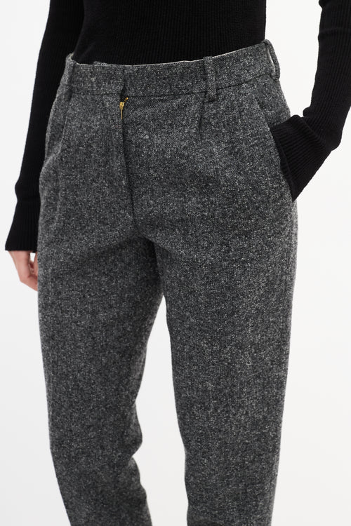 Celine Dark Grey Wool Tweed Tapered Trouser