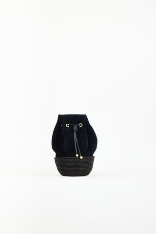 Cesta Black Suede & Sisal Bucket Bag