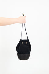 Cesta Black Suede & Sisal Bucket Bag