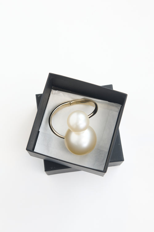 Chanel SS 2014 Faux Pearl Bypass Bracelet