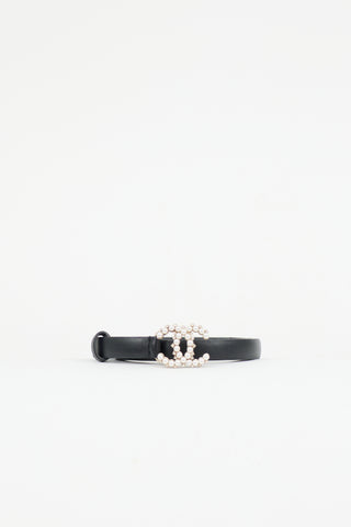 Chanel 2020 Leather & Pearl CC Belt