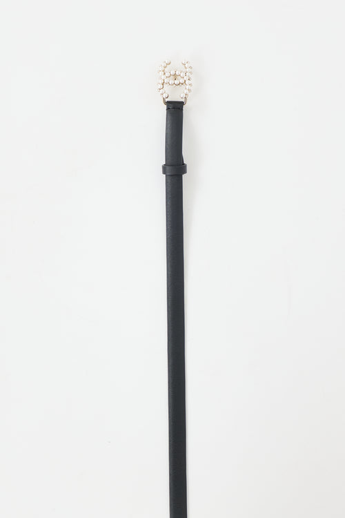 Chanel 2020 Leather & Pearl CC Belt