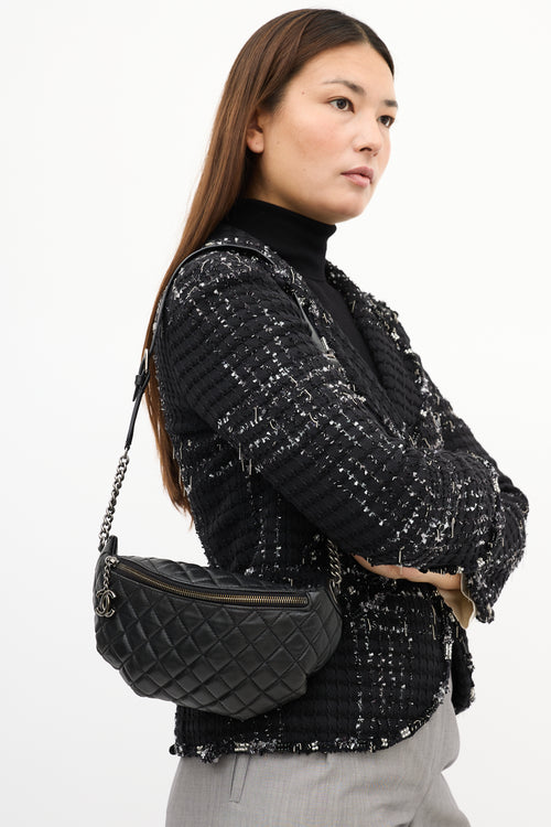 Chanel 2014 Black Quilted Leather Banane Waist Bag